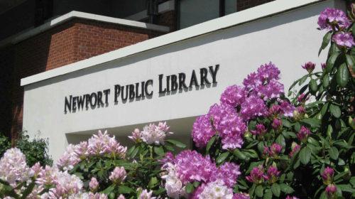 Library Sign Flowers Azaleas