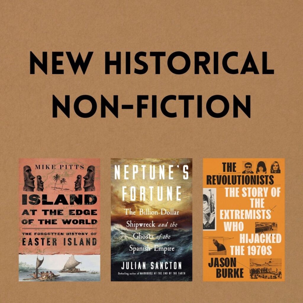 New Historical Non-Fiction 6 Square graphic displaying new adult historical non fiction titles.