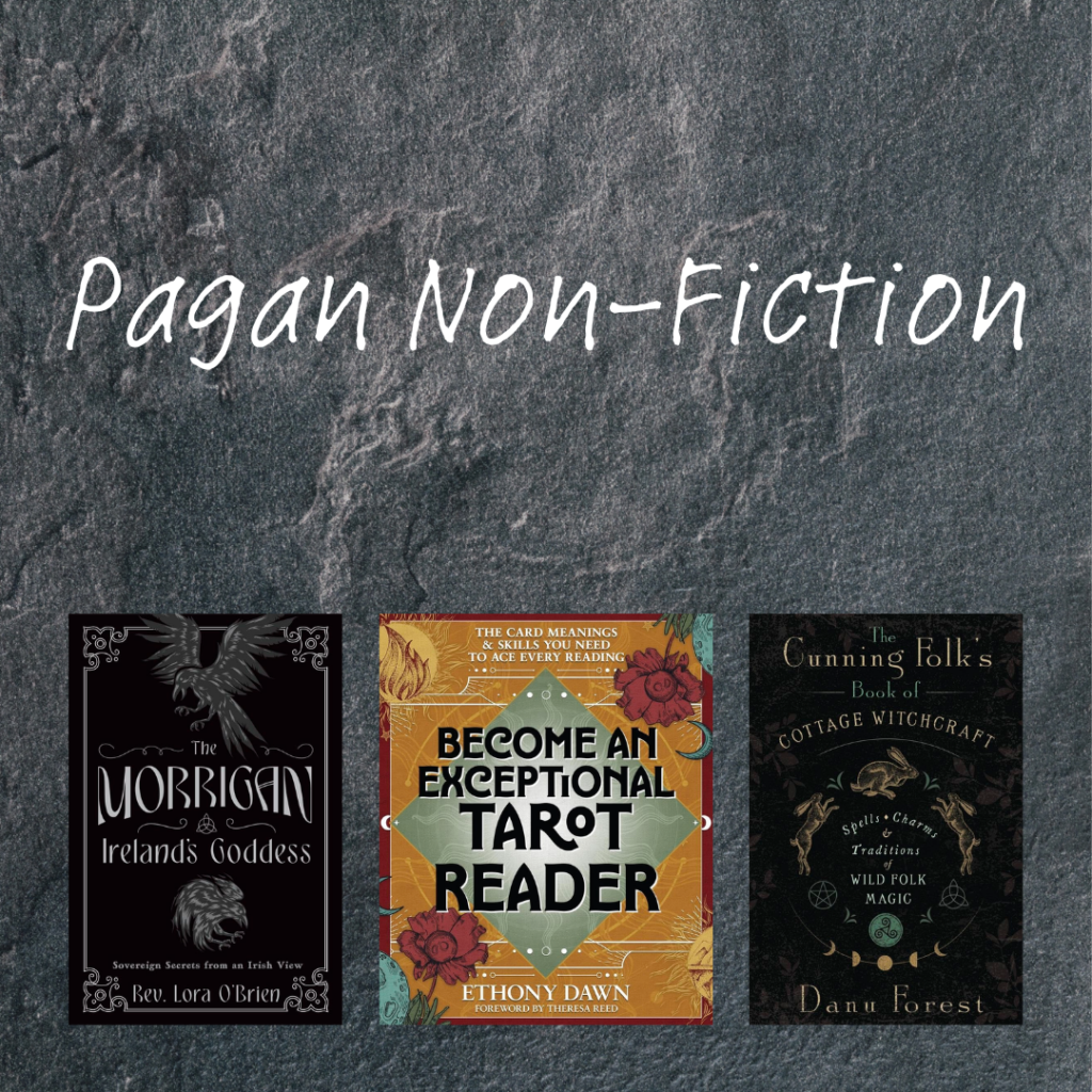 Pagan Non-Fiction 3 Gray graphic featuring new pagan non-fiction titles