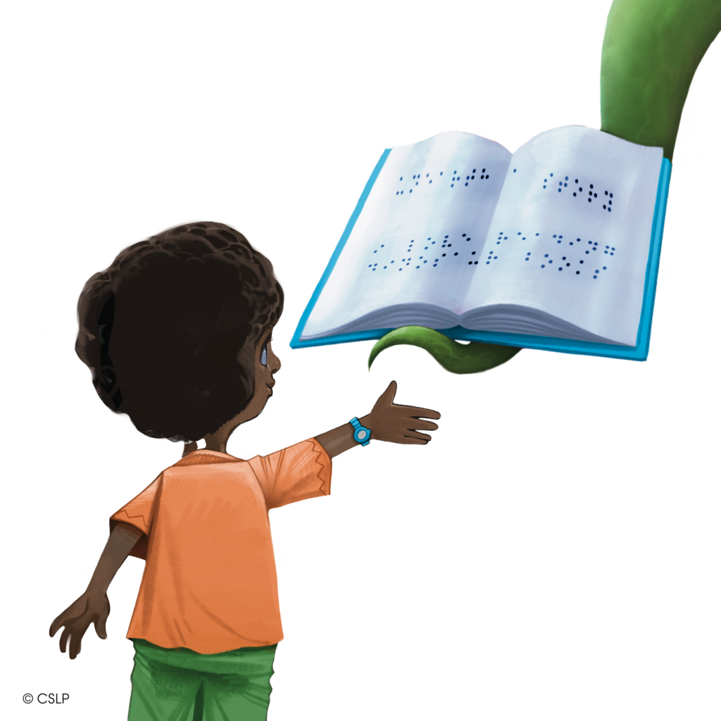 CSLP 2026 Dino Holding Braille Book