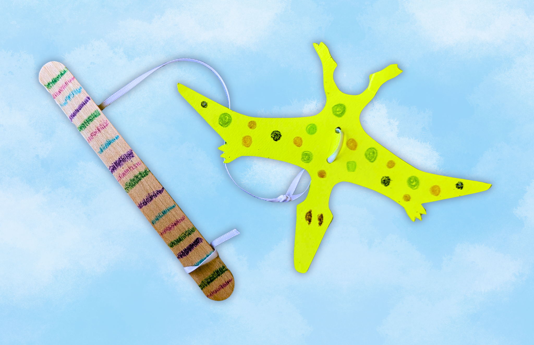 pterodactyl craft with string and popsicle stick