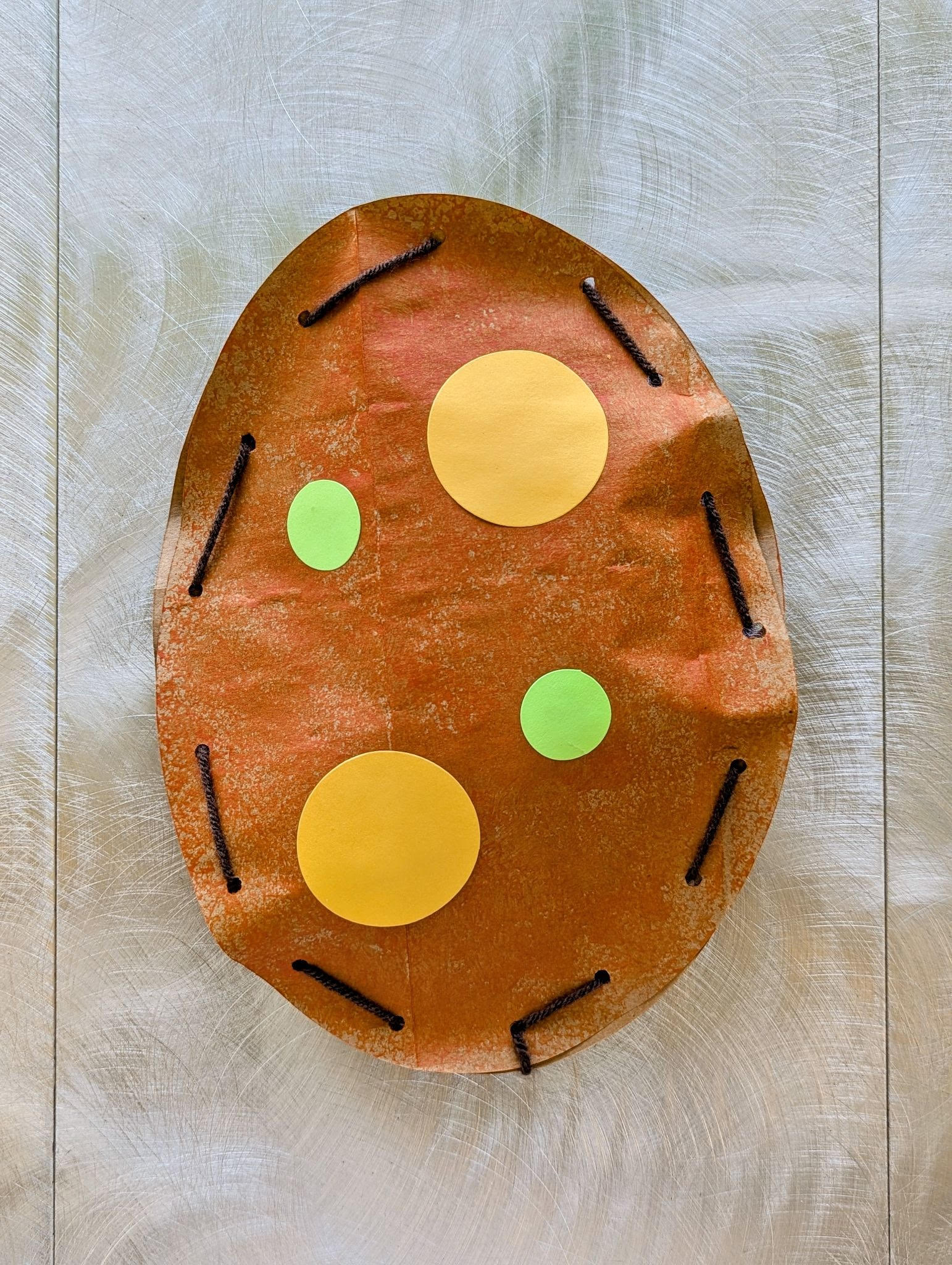 paper bag egg with color spots craft